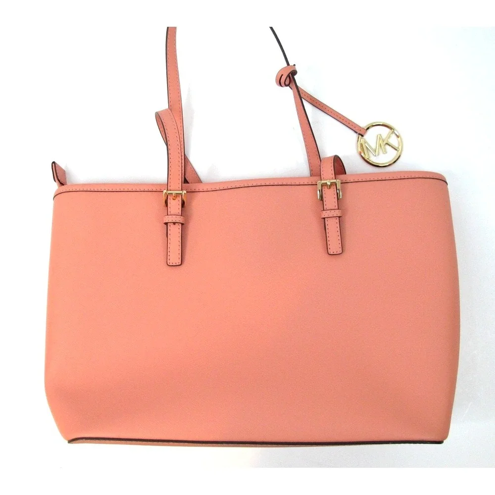 Michael Kors Medium Jet Set‎ Saffiano Leather Top-Zip Multifunction Tote Handbag
